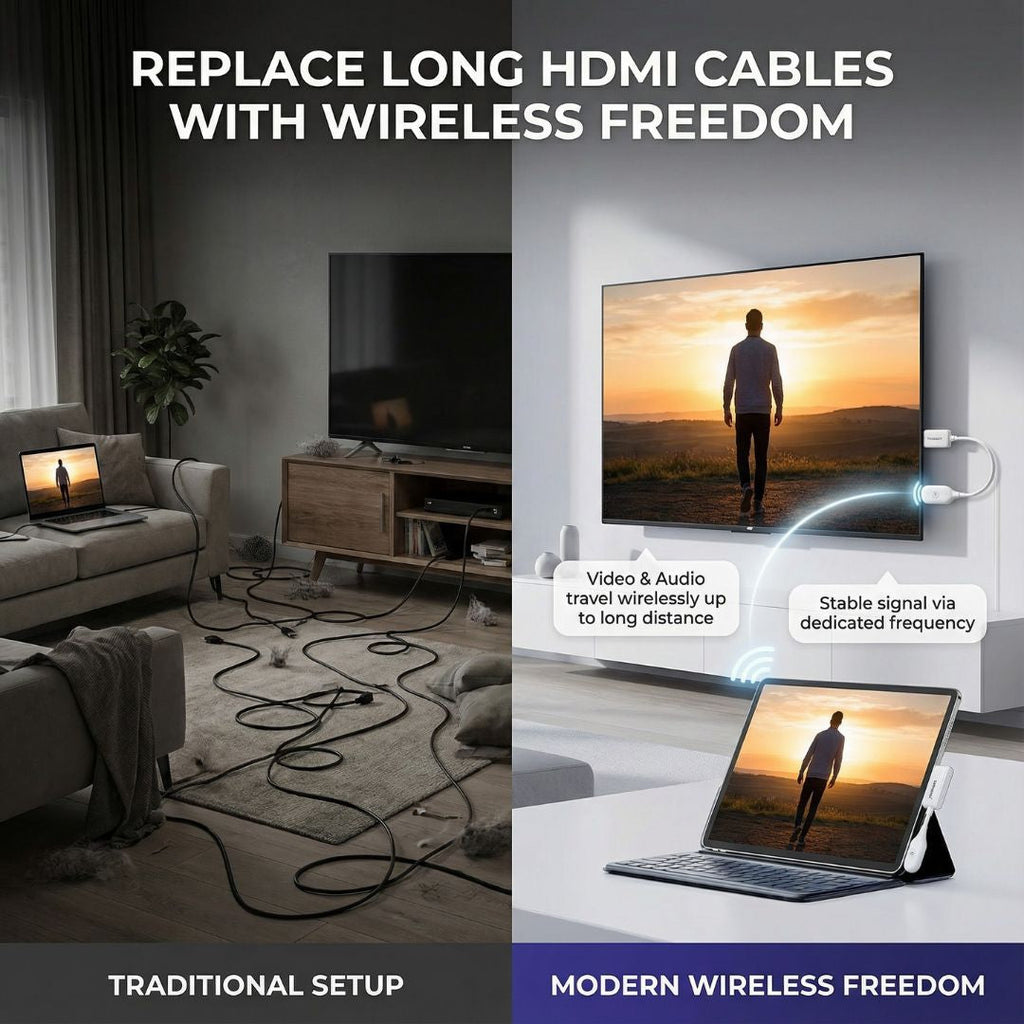 Plug-and-Play Wireless HDMI Transmitter and Receiver Kit