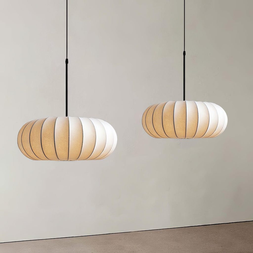 Lunara Lampada a Sospensione Minimalista in Materiali Naturali