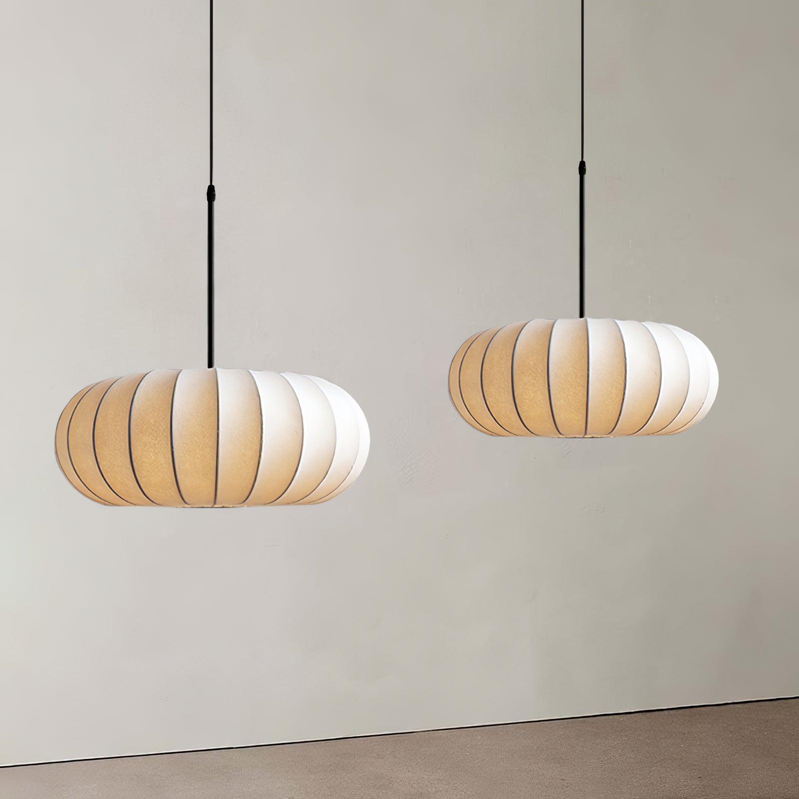 Lunara Lampada a Sospensione Minimalista in Materiali Naturali