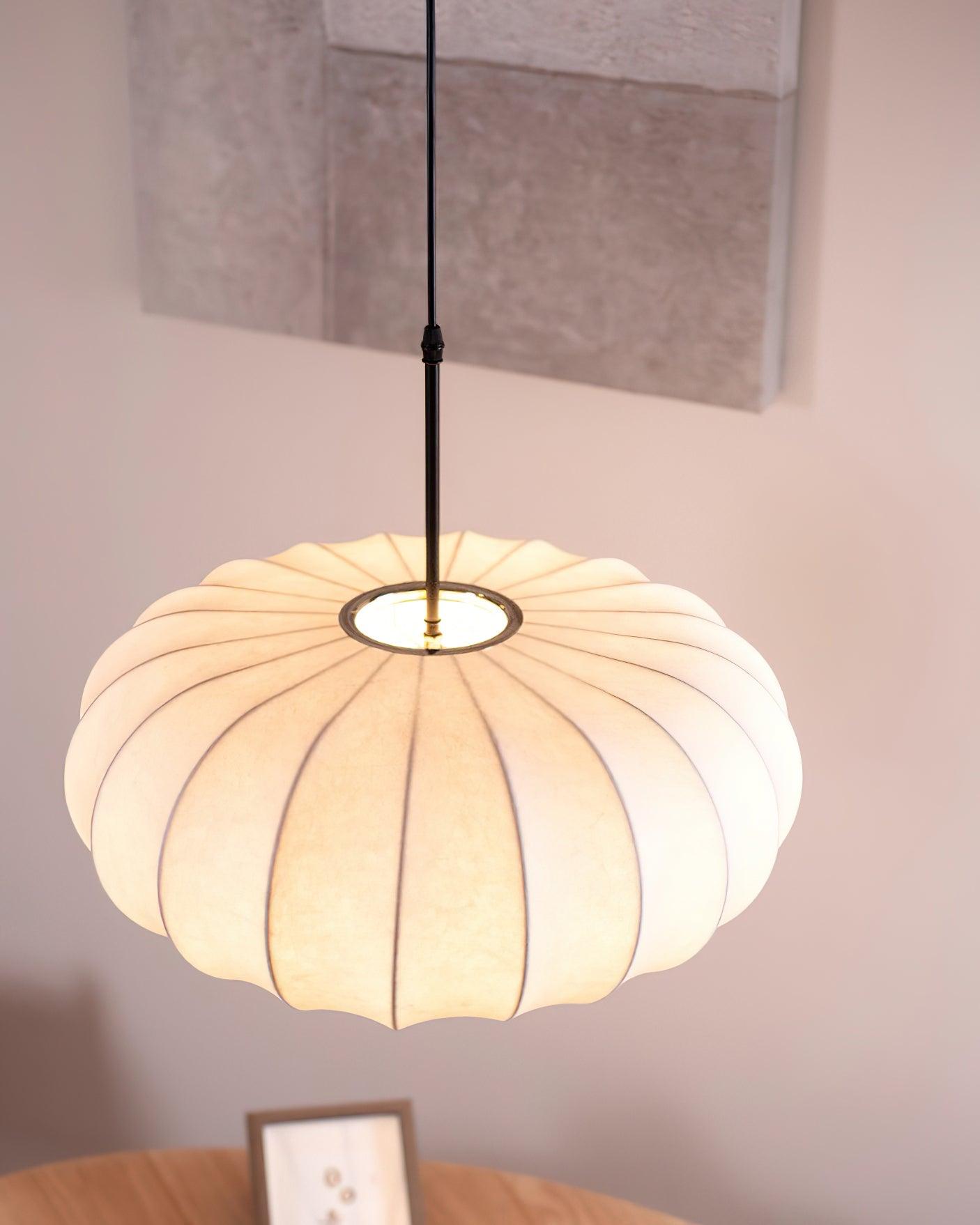 Lunara Lampada a Sospensione Minimalista in Materiali Naturali