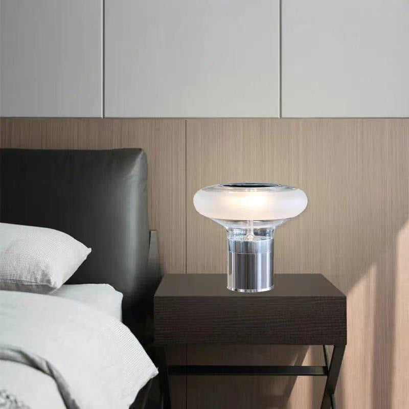 Modern Glass Table Lamp With Chrome Base - StudioAura Ambience