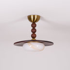 Liora Valnød Hvid Alabast Loftlampe med Træskærm