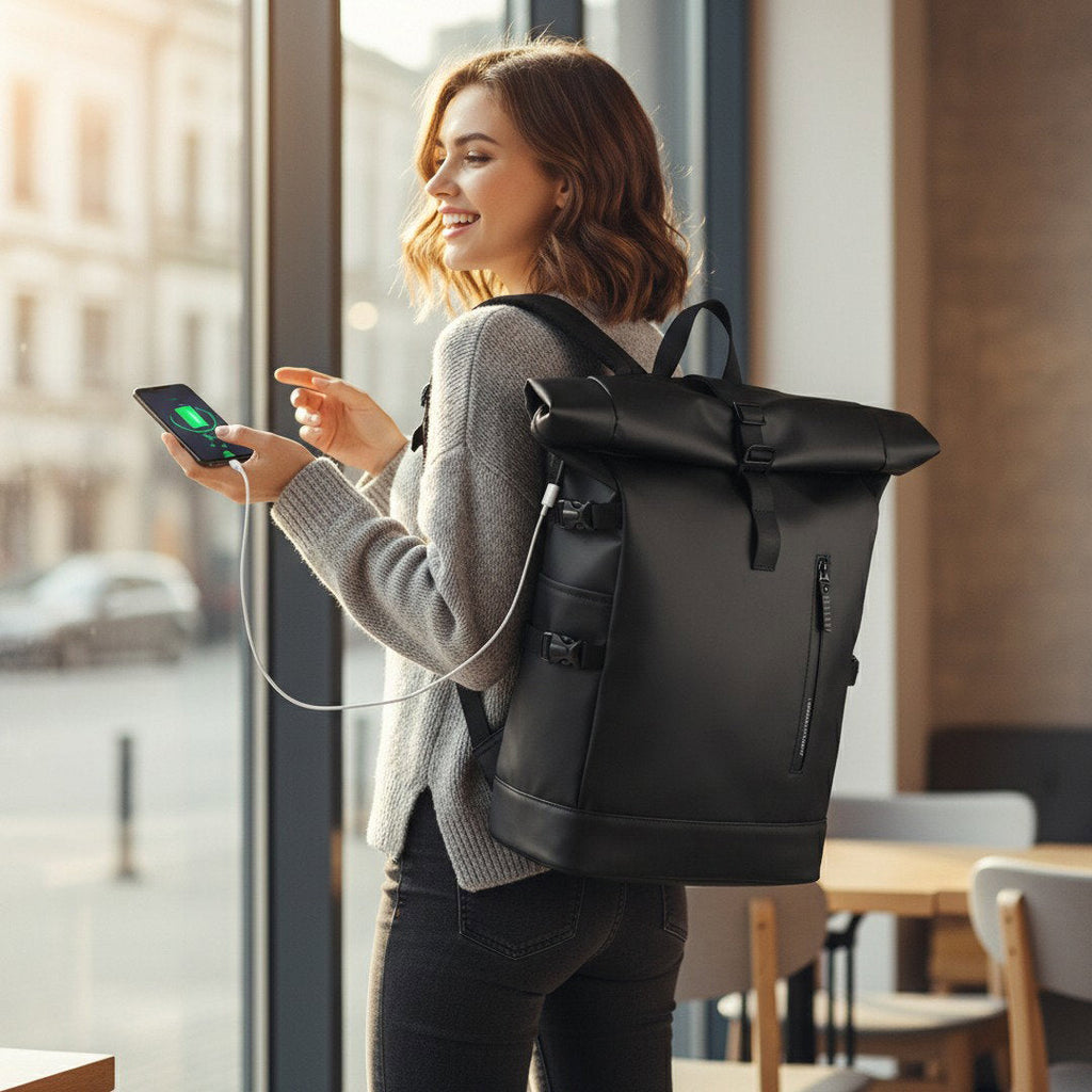 Sac à dos rolltop polyvalent avec design étanche et bretelles ergonomiques