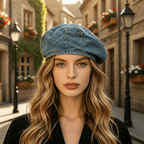 Vintage Denim Baskenmütze – Zeitloser Retro-Charme Für Damen, Leicht & Atmungsaktiv 3