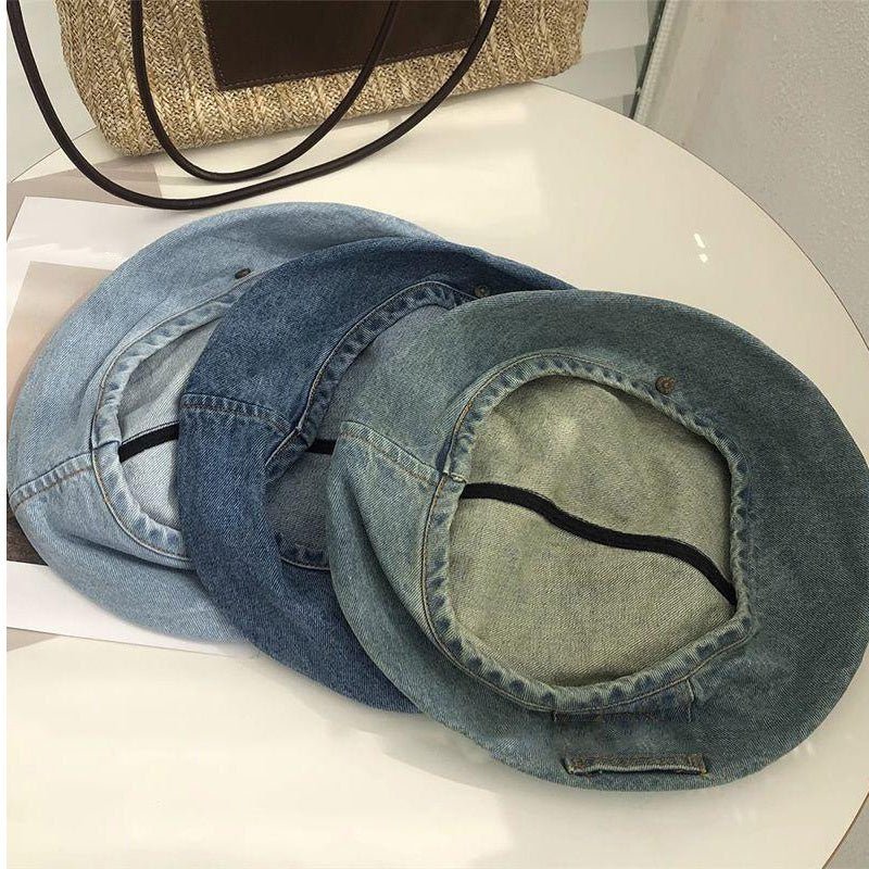 Vintage Denim Beret for Women with Timeless Retro Style