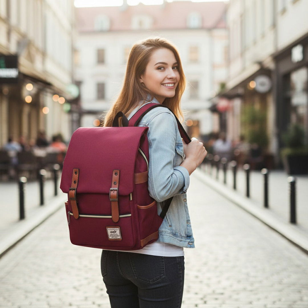 Vintage Oxford Women's Backpack With Water-Repellent Fabric For Travel And Study