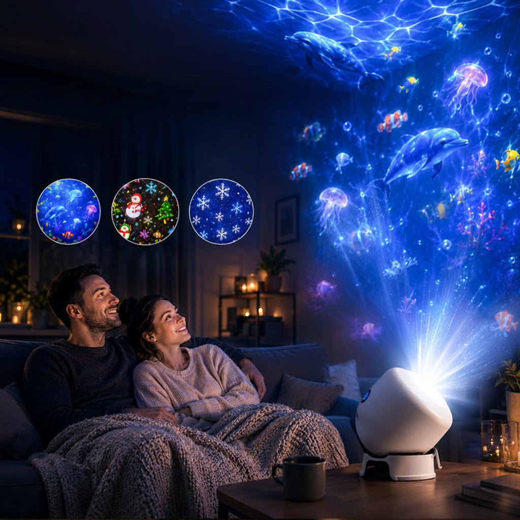 LED Projector Light with Dynamic Ocean Wave Projection for a Relaxing Atmosphere