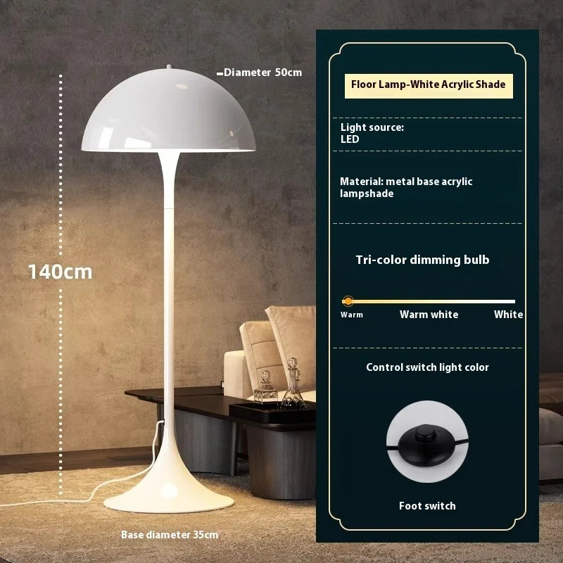 Aurelo Mushroom LED Floor Lamp in Nordic Style for Bedroom Ambient Light