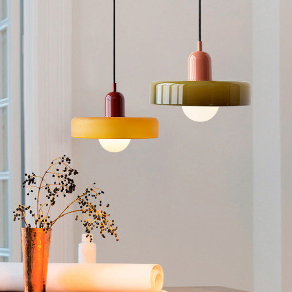 Lámpara colgante de vidrio Liora Bauhaus con ajuste de altura