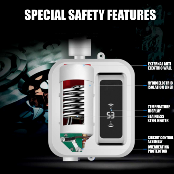 Pemanas Air Tanpa Tangki Mudah Alih Kirrea 3500W Dengan Kenop Suhu