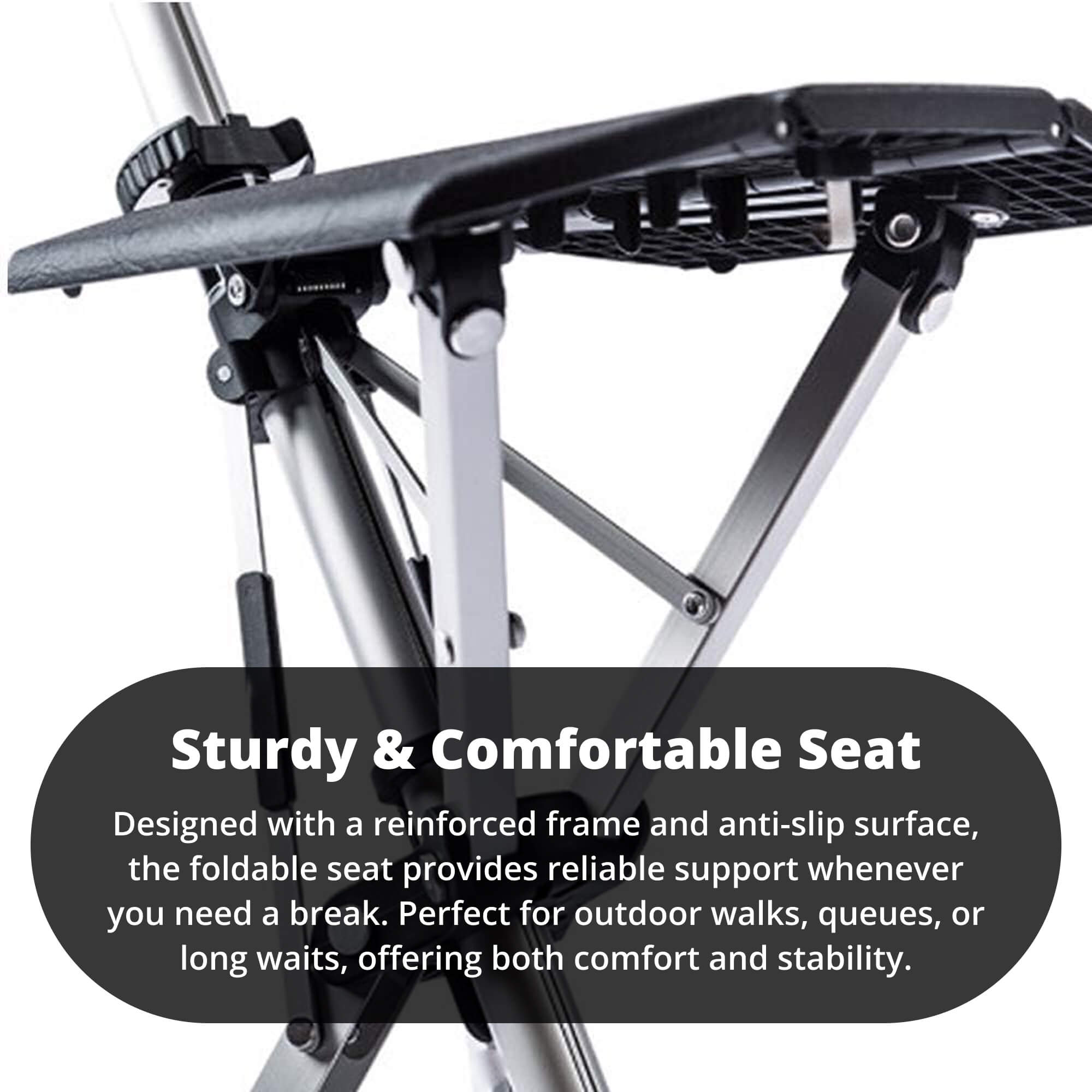 Tongkat Jalan dengan Tempat Duduk - Kerusi Tongkat Lipat Mudah Alih untuk Keselesaan Semasa Bergerak | Sokongan Mobiliti