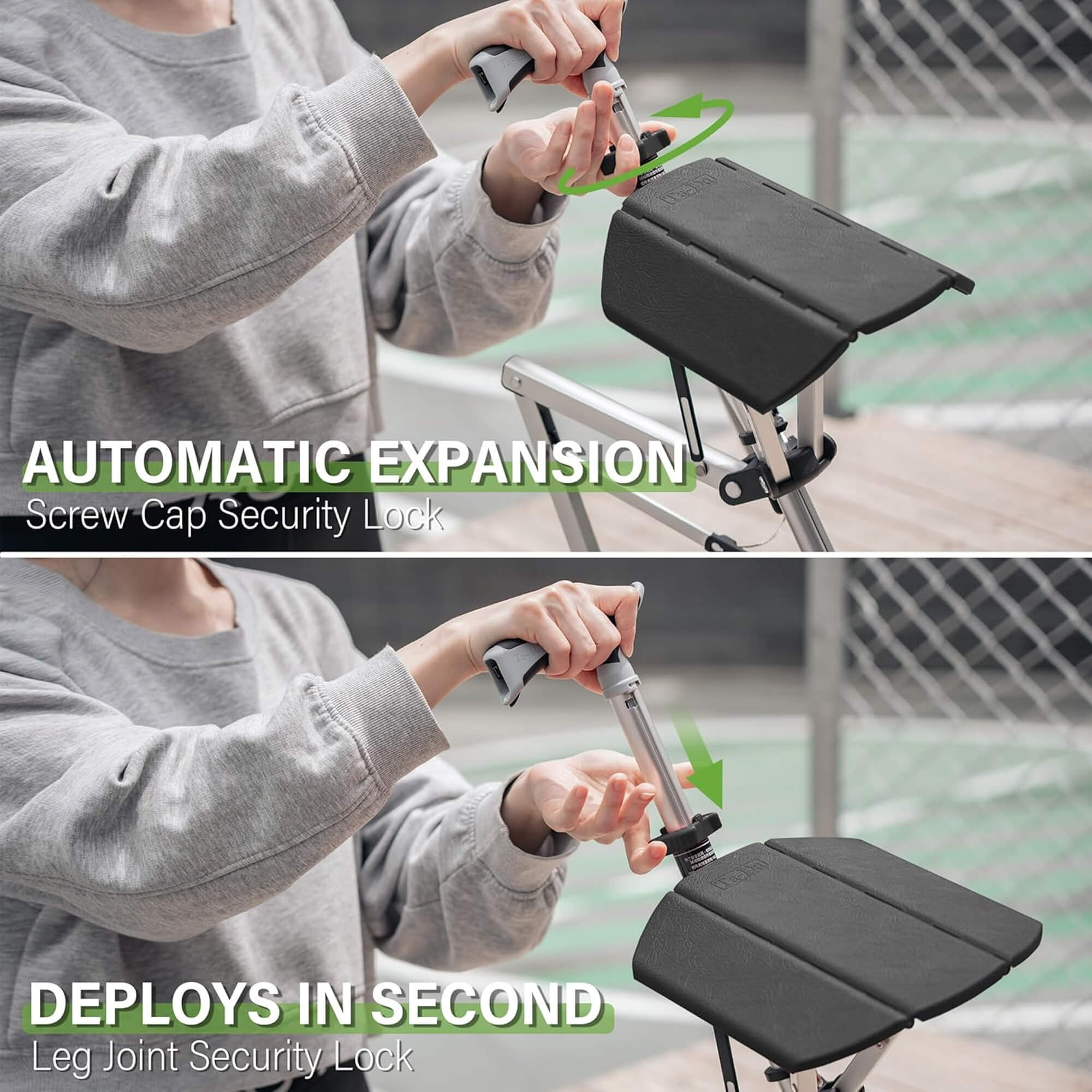 Tongkat Jalan dengan Tempat Duduk - Kerusi Tongkat Lipat Mudah Alih untuk Keselesaan Semasa Bergerak | Sokongan Mobiliti