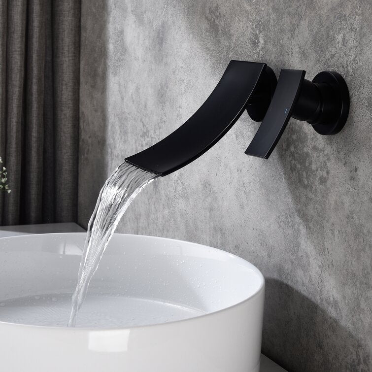 Sleek Single Lever Wall Mounted Waterfall Faucet for Bathroom Sink | Petprovac