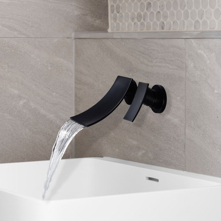 Sleek Single Lever Wall Mounted Waterfall Faucet for Bathroom Sink | Petprovac