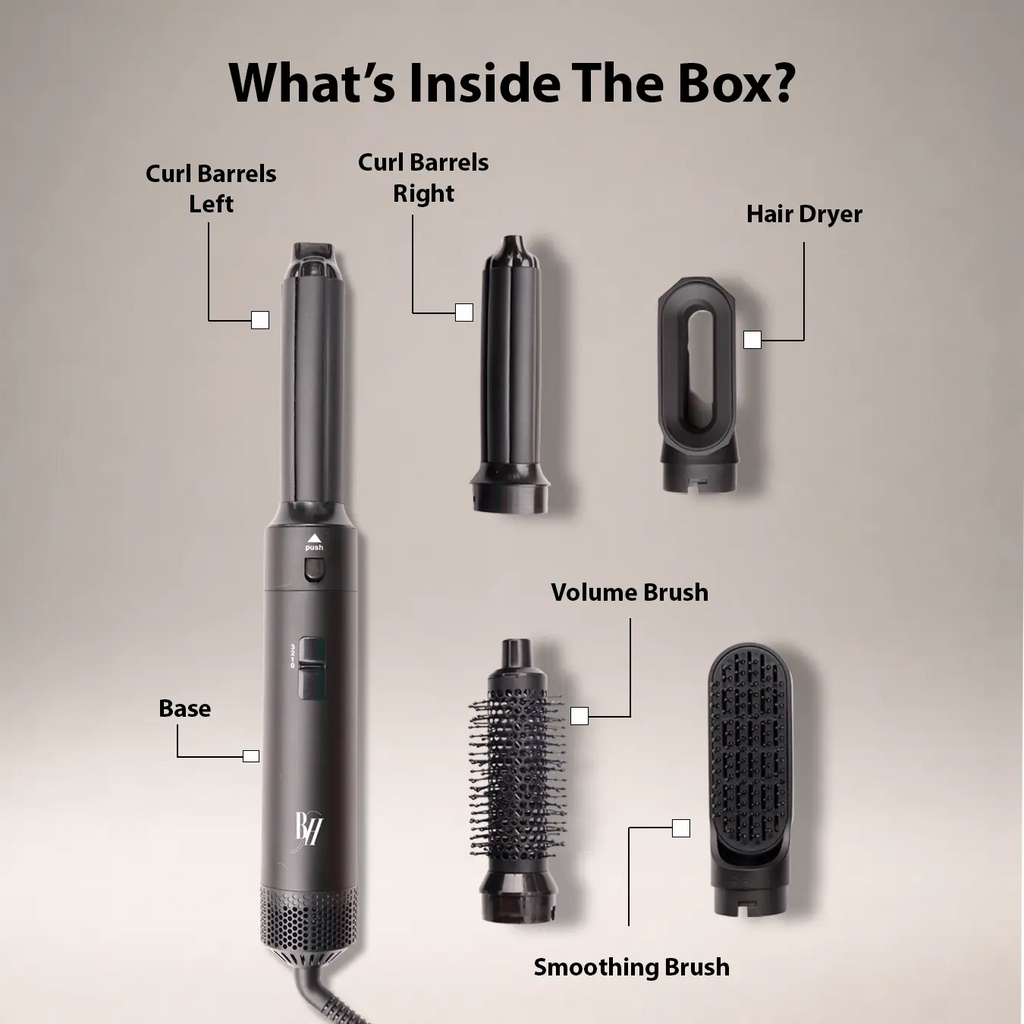 Five-Attachment Hair Dryer Styler For Drying, Smoothing, Curling And Volume