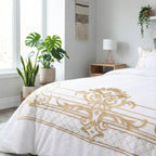 Elfenbenskrone Elegant Broderet Dynebetræk Sæt Til Soveværelset