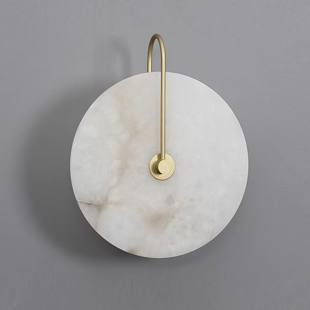 CelesteLume Alabaster LED Disc Sconce with Black Arm