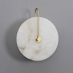 CelesteLume Alabaster LED Disc Sconce with Black Arm