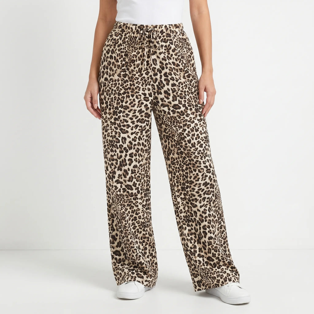Wide-Leg Leopard Pants - Teresa