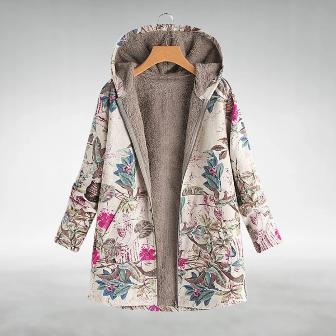Abrigo con capucha floral NovaLoom para ropa exterior casual diaria