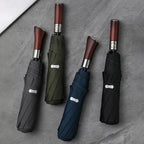 مظلة لومةليف ذات فتح أوتوماتيكي بمقبض خشبي أنيق