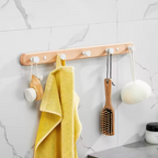 玄関用五連金属掛け具付き素朴な木製壁掛けフック