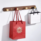 玄関用五連金属掛け具付き素朴な木製壁掛けフック