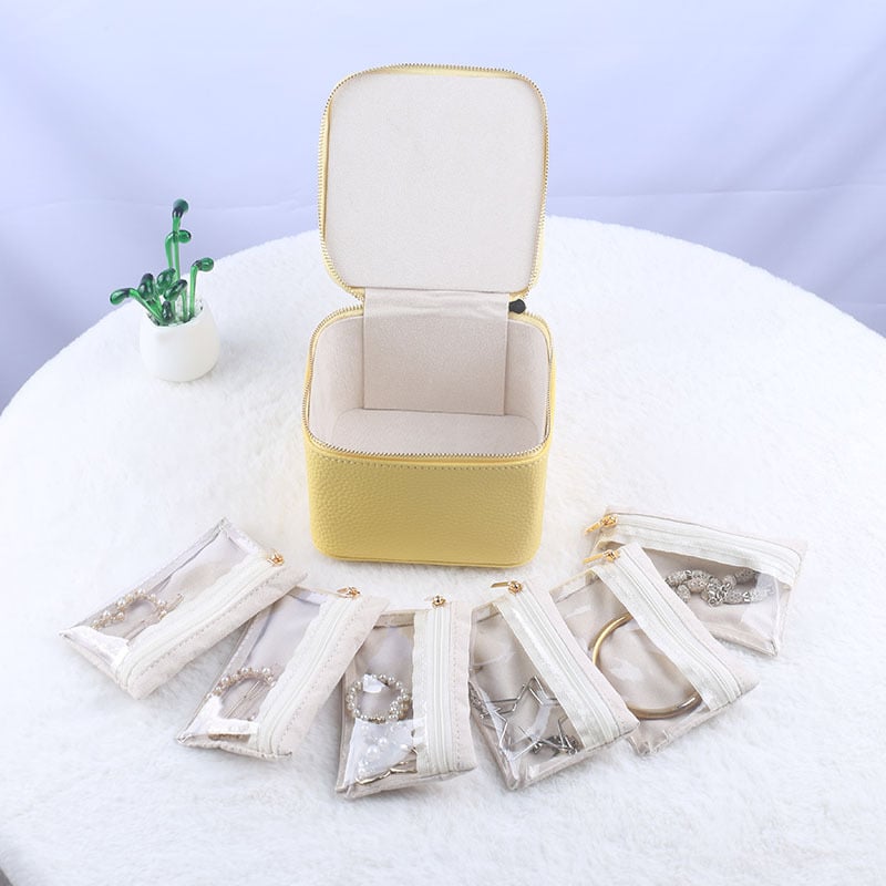 Jewelry box with 12 zipper compartments