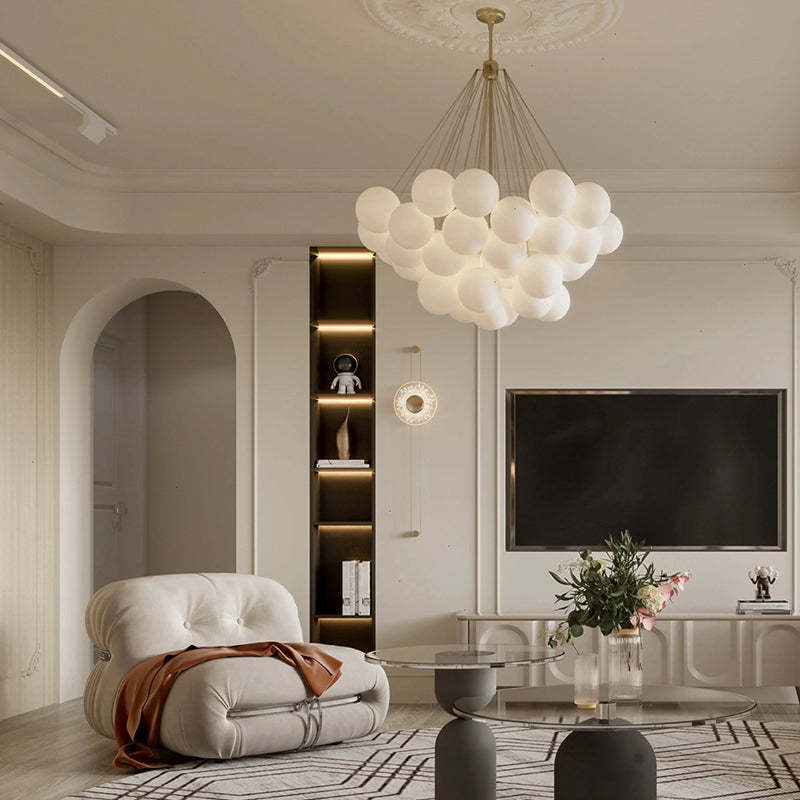 Luz suspensa de vidro e metal Lumisora para sala de estar