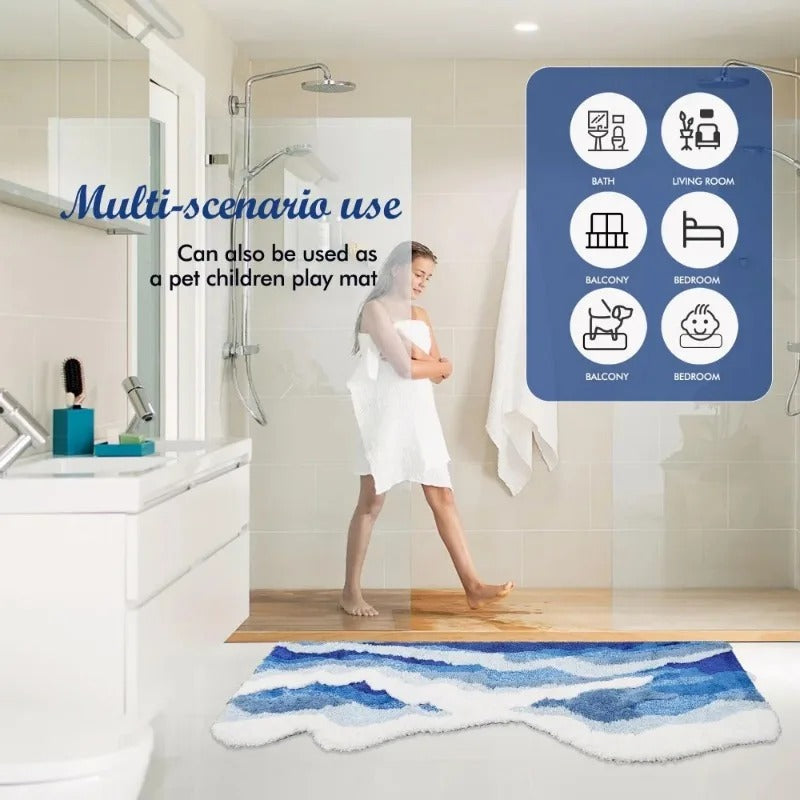 Marisyl Coastal Wave gewebter Teppich rutschfester Bodendekor