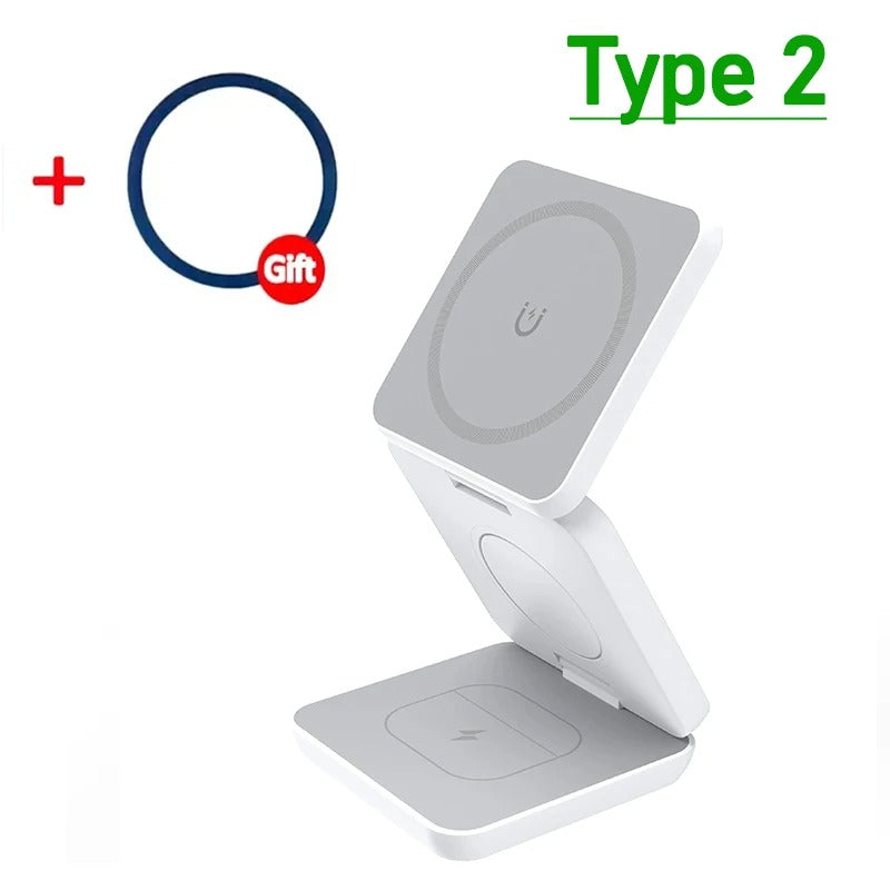 شاحن لاسلكي مغناطيسي صغير قابل للطي لأجهزة iPhone وAirPods