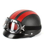 Topi Keledar Separuh Berkilat Vintage Penunggang Harley Dengan Gesper Lepas Pantas