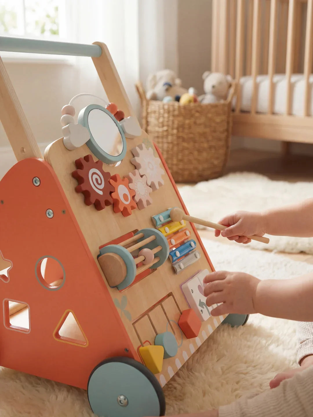 Multi-Activity Wooden Baby Push Walker