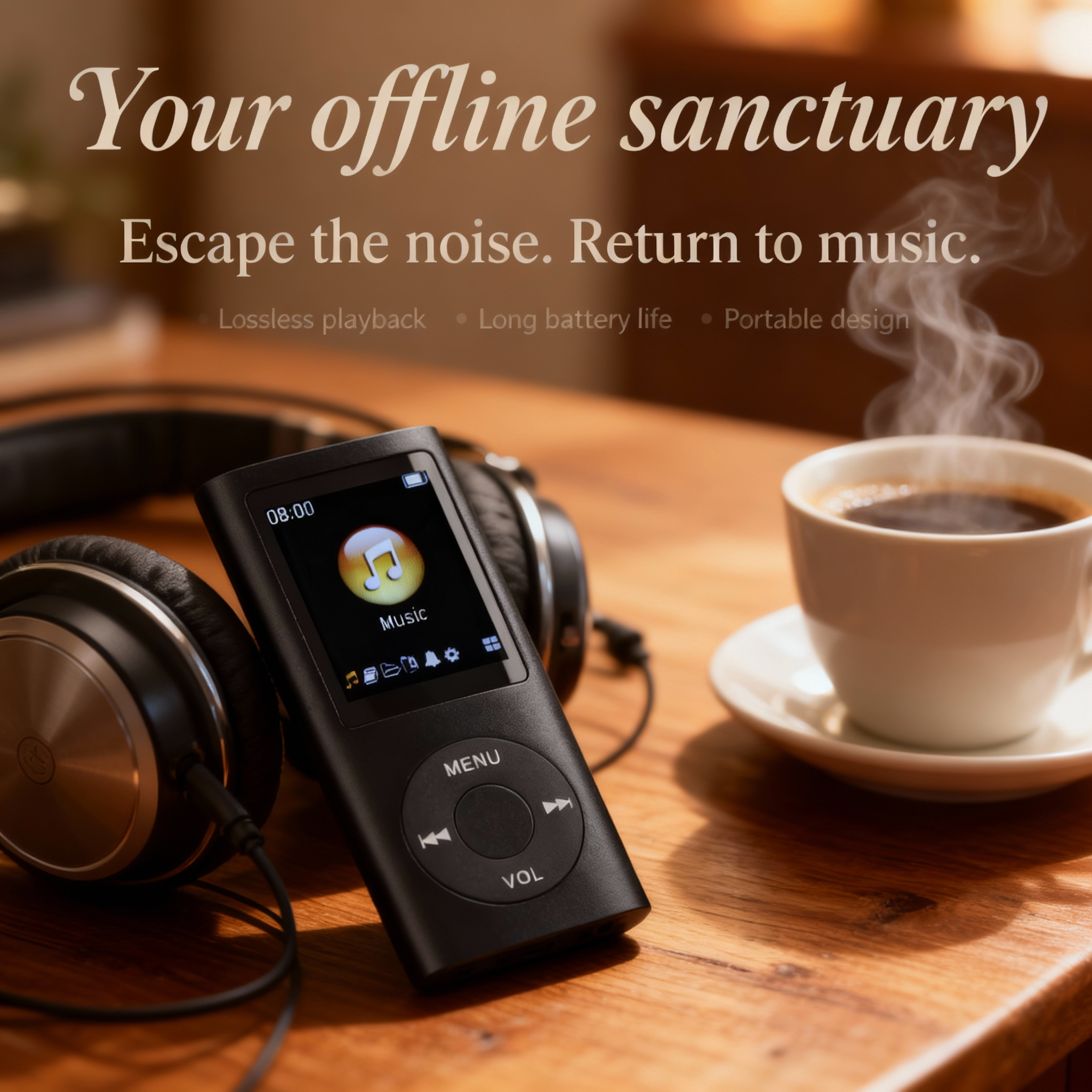 مشغل موسيقى ريترو – مشغل MP3 بسعة 64 جيجابايت وتصميم كلاسيكي مدمج