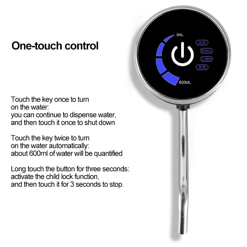 Genopladelig vandflaske-pumpe med ét tryk og børnesikring