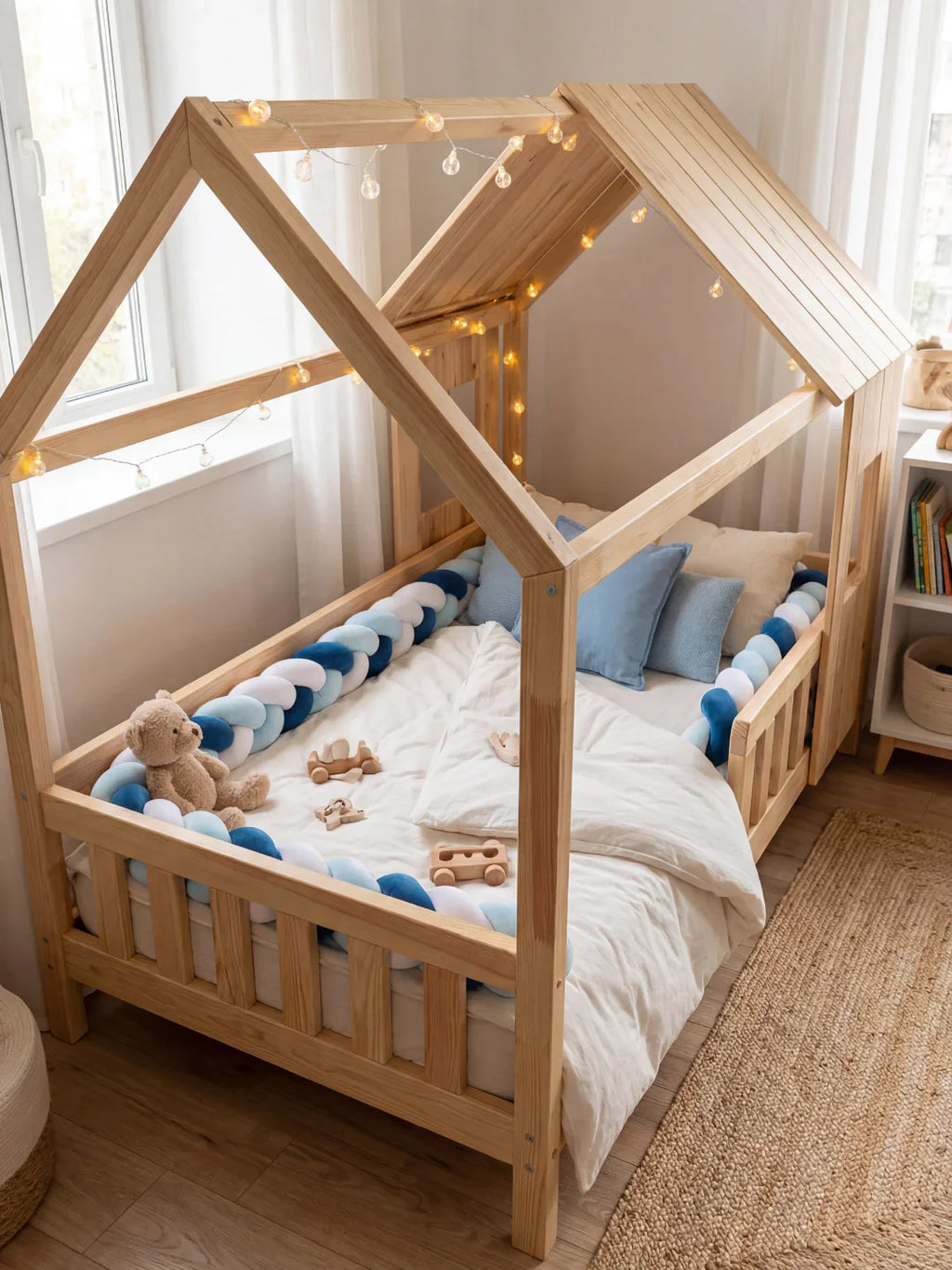 Terracotta Velvet Braided Baby Bed Bumper