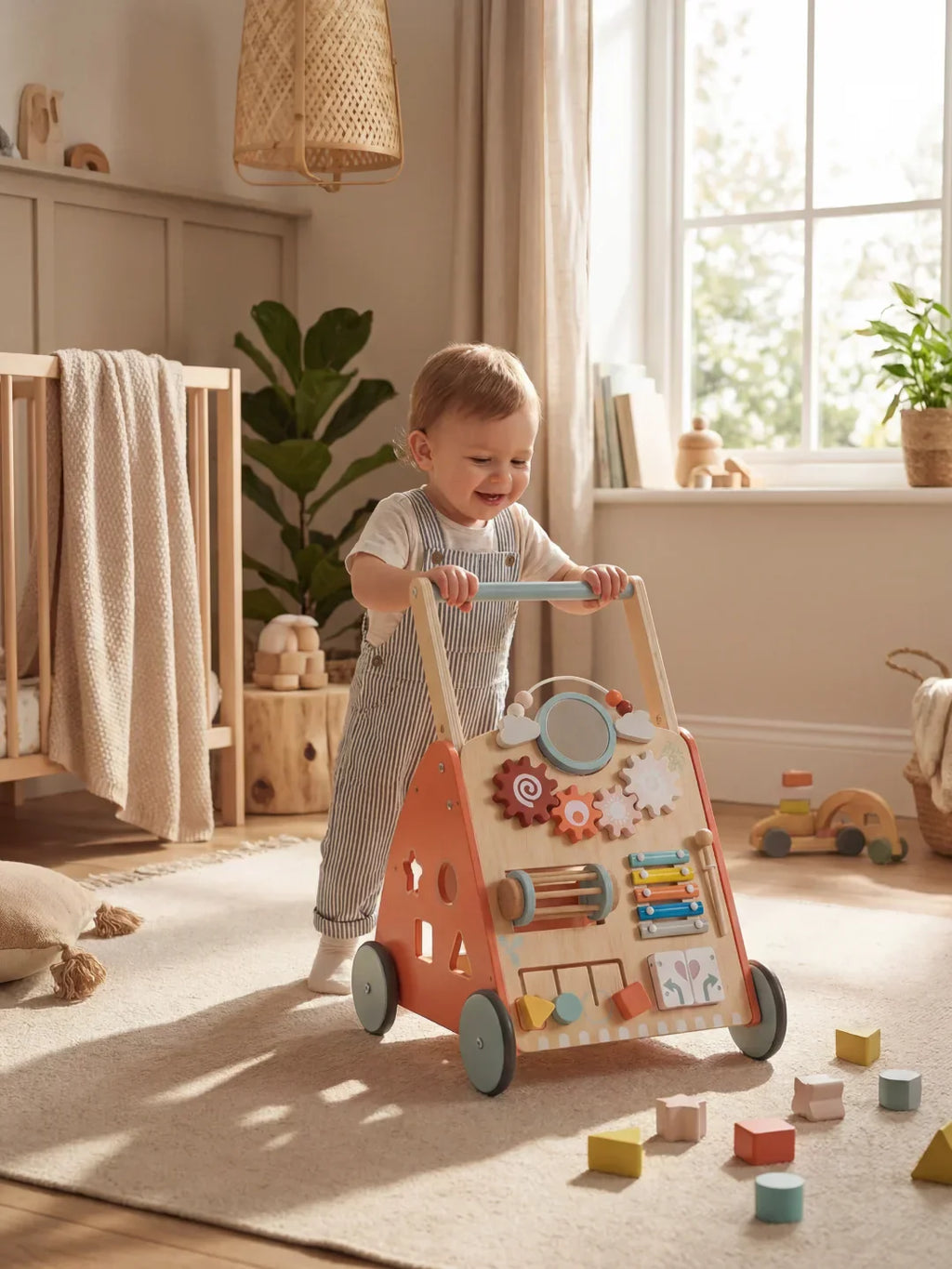 Multi-Activity Wooden Baby Push Walker
