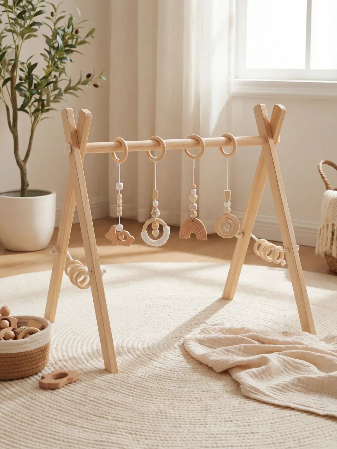 Long-Lasting Wooden Activity Arch – Sensory Toy Gym for Ages 0–3