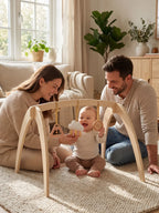 Wooden Play Arch with 3 Hanging Toys – Sensory Gym for Baby
