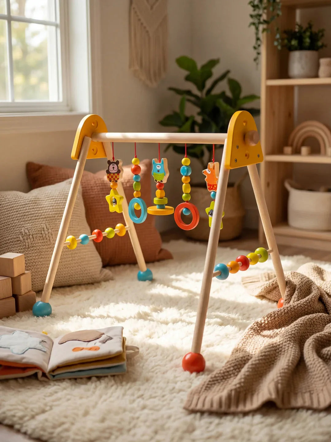 Colorful Wooden Play Arch – Bright Sensory Toy Gym for Babies