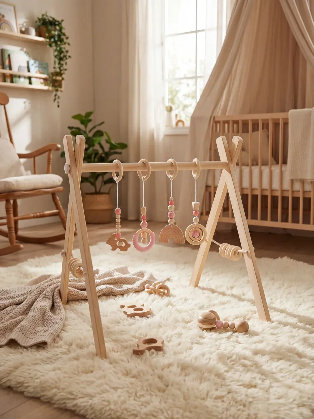 Long-Lasting Wooden Activity Arch – Sensory Toy Gym for Ages 0–3