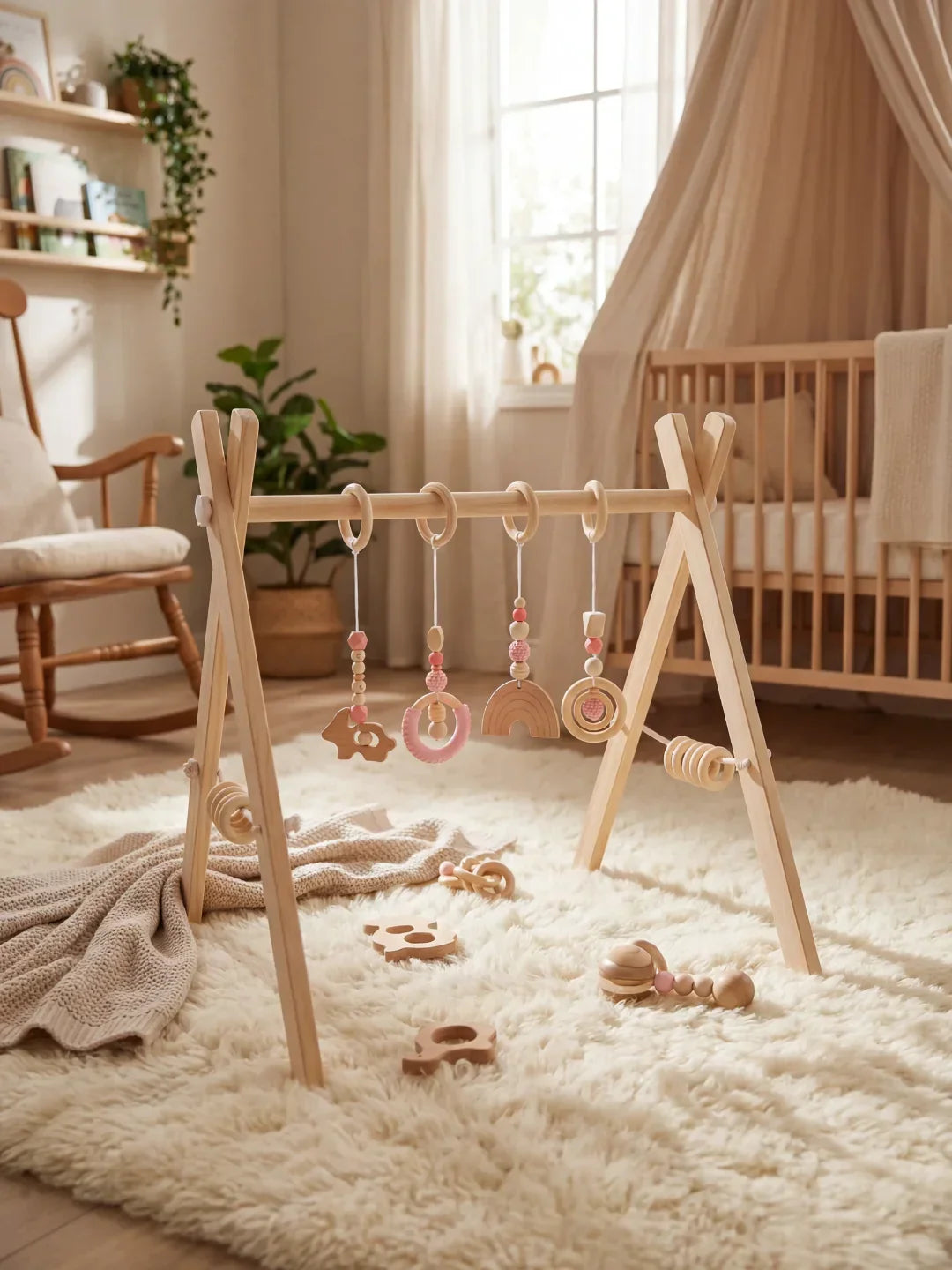 Long-Lasting Wooden Activity Arch – Sensory Toy Gym for Ages 0–3