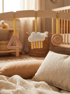 Wooden Play Arch with 3 Hanging Toys – Sensory Gym for Baby