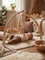 Moon and Stars Wooden Activity Arch – Sensory Play Gym for Babies