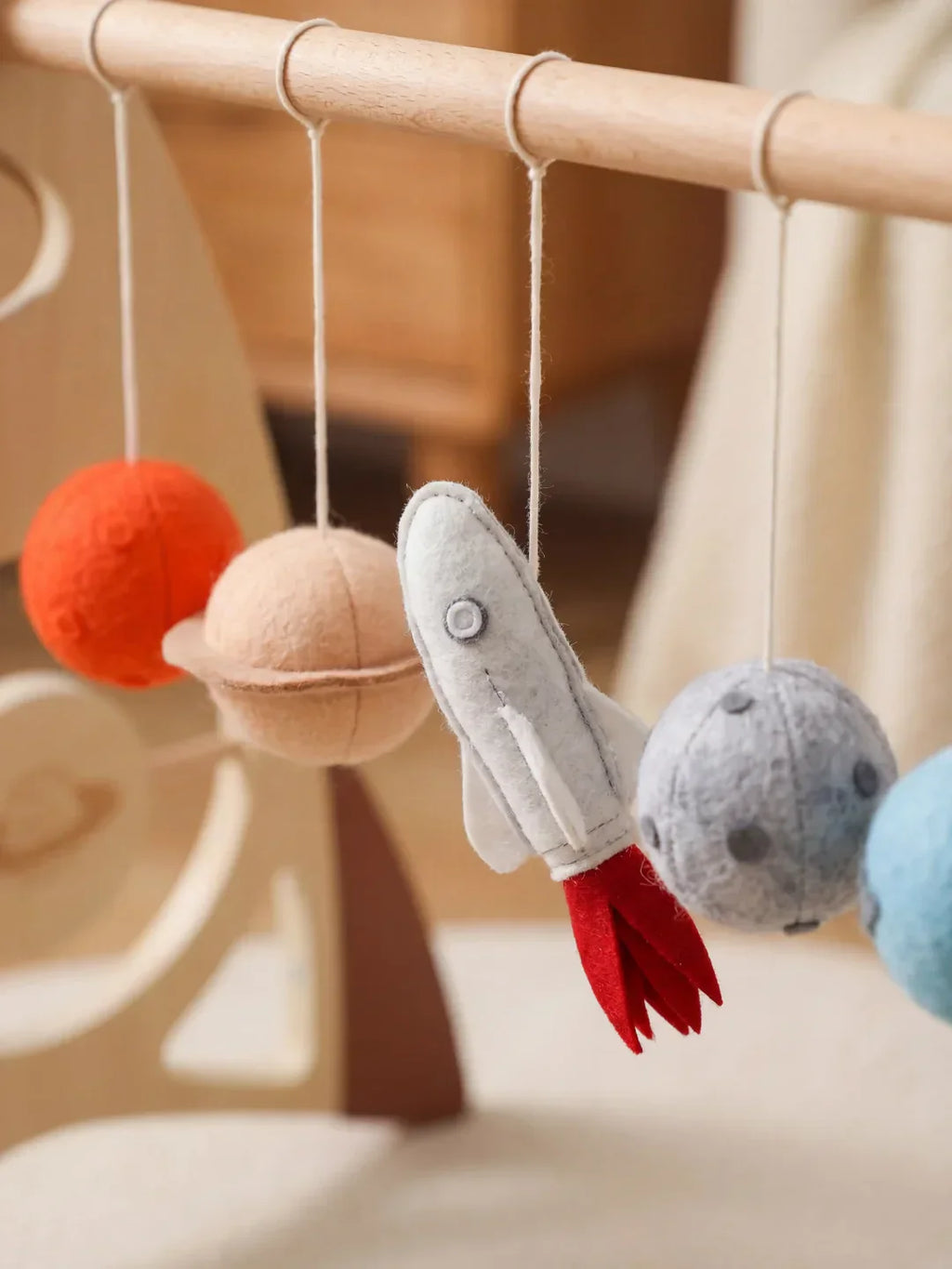 Space Rocket Wooden Play Arch – Star-Themed Sensory Toy Gym