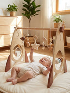 Space Rocket Wooden Play Arch – Star-Themed Sensory Toy Gym