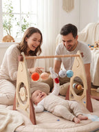 Space Rocket Wooden Play Arch – Star-Themed Sensory Toy Gym