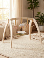 Wooden Play Arch with 3 Hanging Toys – Sensory Gym for Baby
