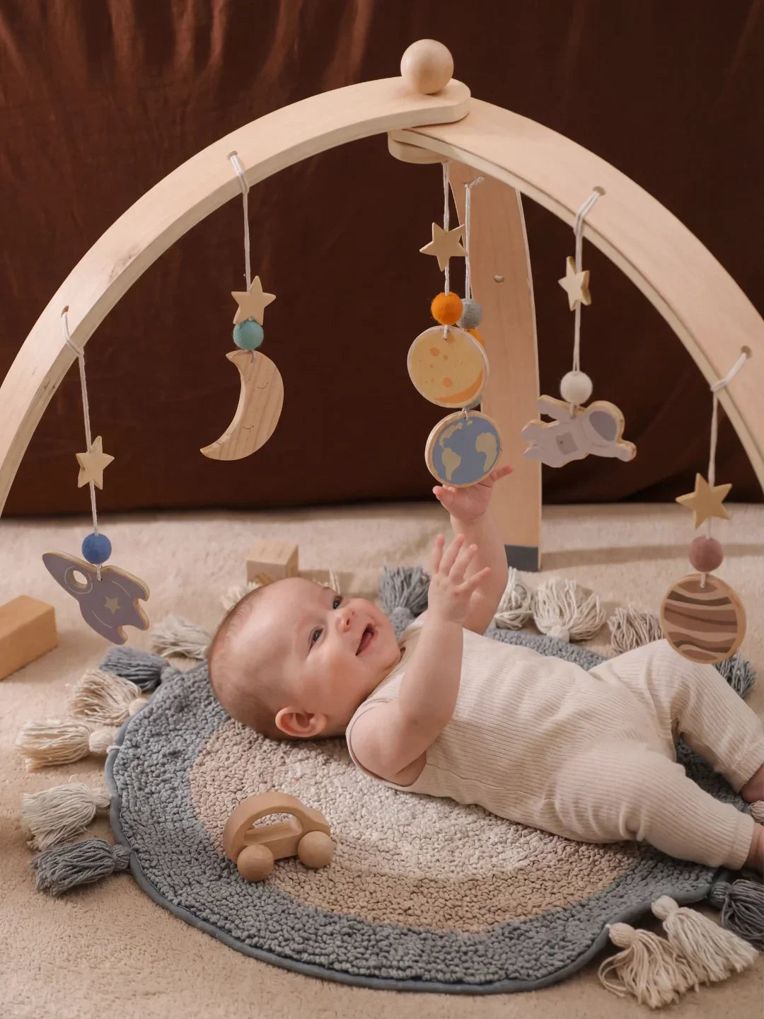 Premium Space Theme Wooden Baby Play Gym