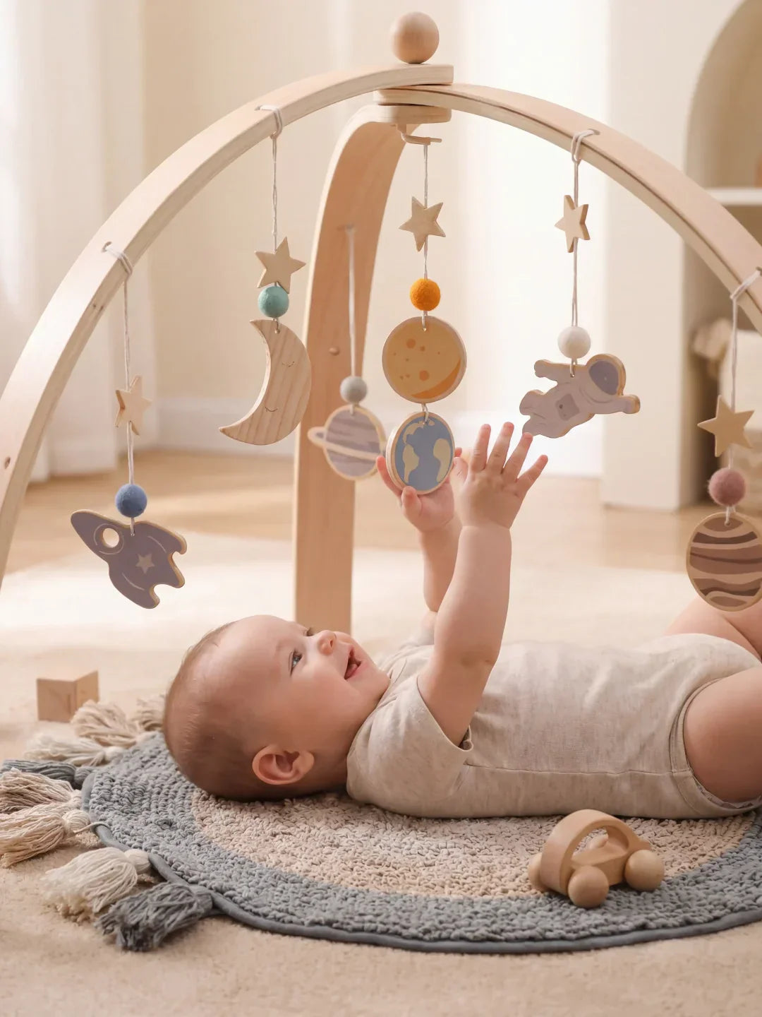 Premium Space Theme Wooden Baby Play Gym